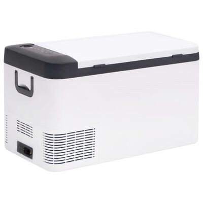vidaXL Koelbox met handvat en adapter 25 L PP & PE zwart en wit