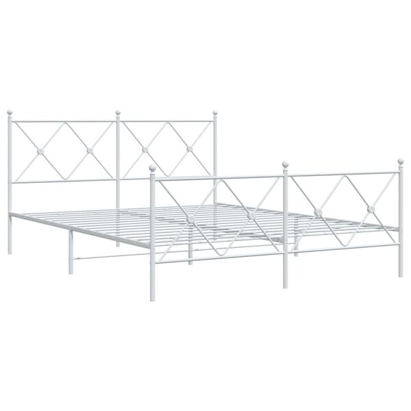 vidaXL Bedframe met hoofd- en voeteneinde metaal wit 160x200 cm