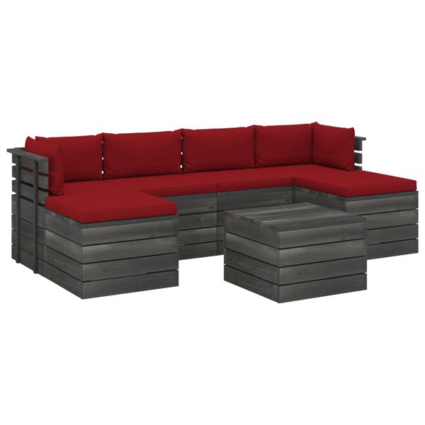 vidaXL 7-delige Loungeset met kussens pallet massief grenenhout