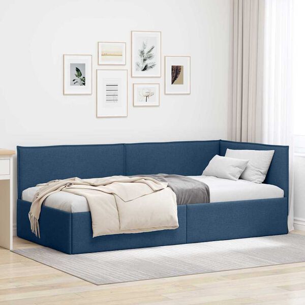 vidaXL Hoekbedframe met hoofdeinde Blauw 100 cm x 200 cm Fluweel