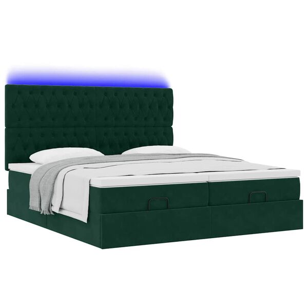 vidaXL Ottoman bed met matrassen en LED's 180x200cm fluweel