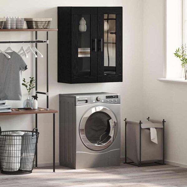 vidaXL Wandkast Zwart eiken 69.5 x 34 x 90 cm Bewerkt hout