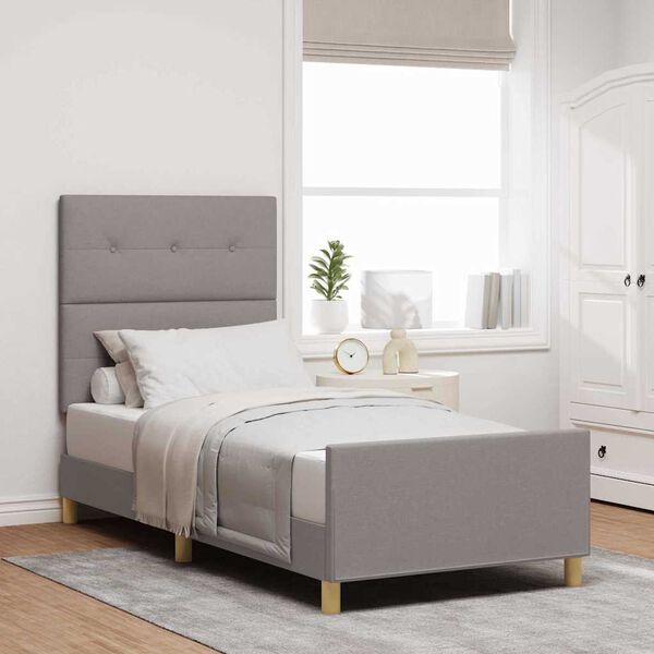 vidaXL Bedframe met hoofdeinde Taupe 90 x 190 cm Stof