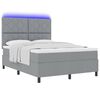 vidaXL Boxspring bed met matras met LED Lichtgrijs 160 x 200 cm Stof