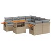 vidaXL 9-delige Loungeset met kussens poly rattan beige