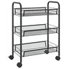 vidaXL Keukentrolley 3-laags 46x26x64 cm ijzer zwart