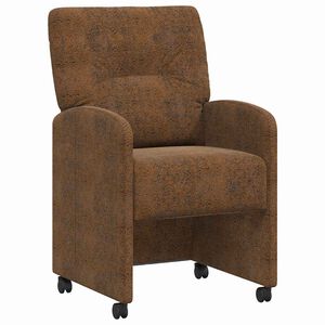 vidaXL Eetkamerstoelen met Wieltjes 2 st Faux suede leer Bruin