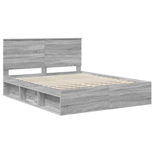 vidaXL Bedframe Grijs Sonoma 160 x 200 cm Massief grenenhout