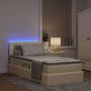 vidaXL Opbergbed met LED met matras met LED Cr&egrave;me 90 x 190 cm Stof