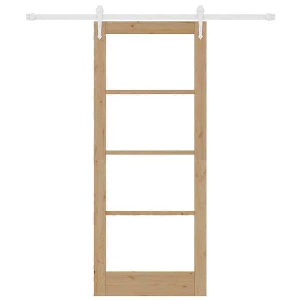 vidaXL Schuifdeur Naturel 83 x 202 cm Massief grenenhout en glas