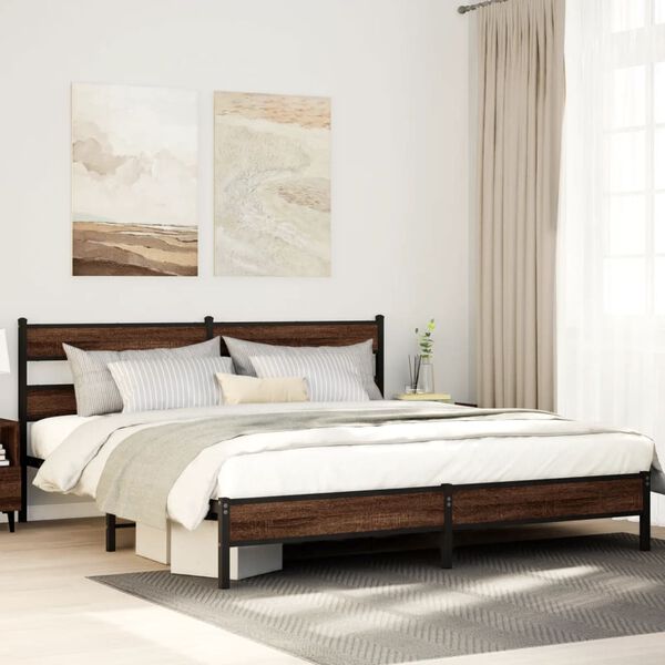 vidaXL Bedframe zonder matras metaal bruin eikenkleur 193x203 cm