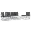 vidaXL 5-delige Loungeset met kussens staal wit