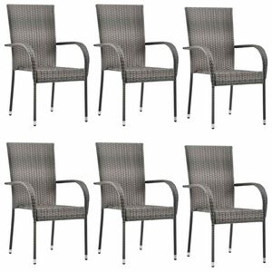 vidaXL Tuinstoelen stapelbaar 6 st poly rattan grijs