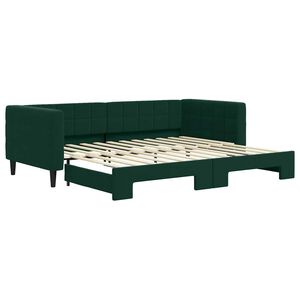 vidaXL Slaapbank met onderschuifbed 90x200 cm fluweel donkergroen