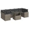 vidaXL 8-delige Loungeset met kussens poly rattan grijs