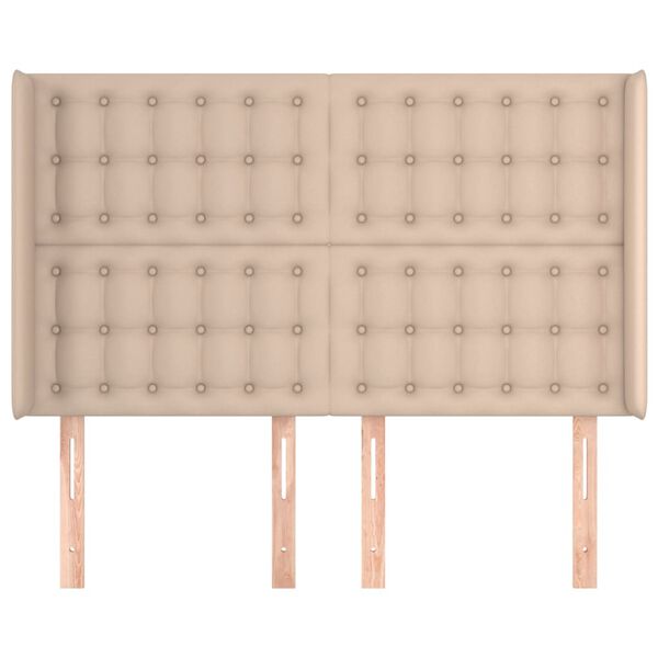 vidaXL Hoofdbord met randen 147x16x118/128cm kunstleer cappuccinokleur