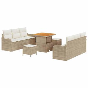 vidaXL Tuin Sofa Set met kussen met opslag 9 pcs Beige en Cr&egrave;me