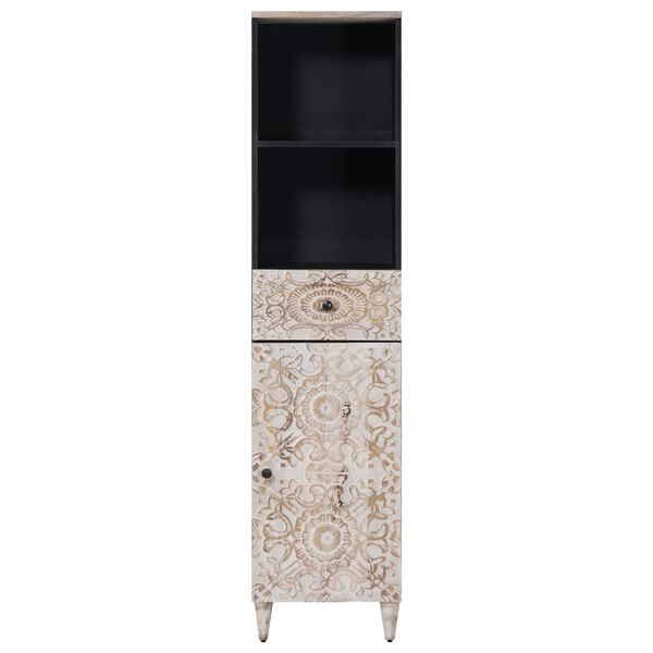 vidaXL Badkamerkast met lade Wit 38 x 33,5 x 160 cm Massief Mango Hout