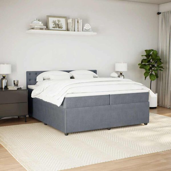 vidaXL Boxspring met matras fluweel donkergrijs 200x200 cm