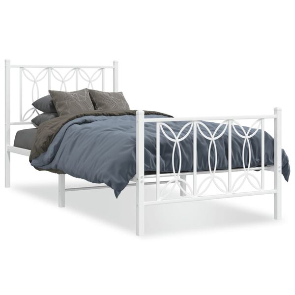 vidaXL Bedframe met hoofd- en voeteneinde metaal wit 90x190 cm