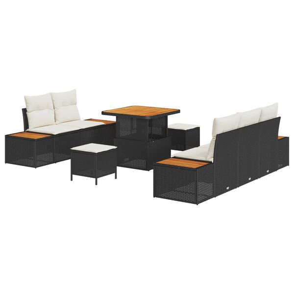 vidaXL Tuin Sofa Set met kussen met opslag 8 pcs Zwart en Cr&egrave;me