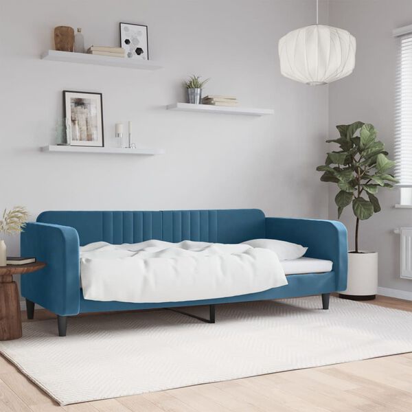 vidaXL Slaapbank 90x200 cm fluweel blauw
