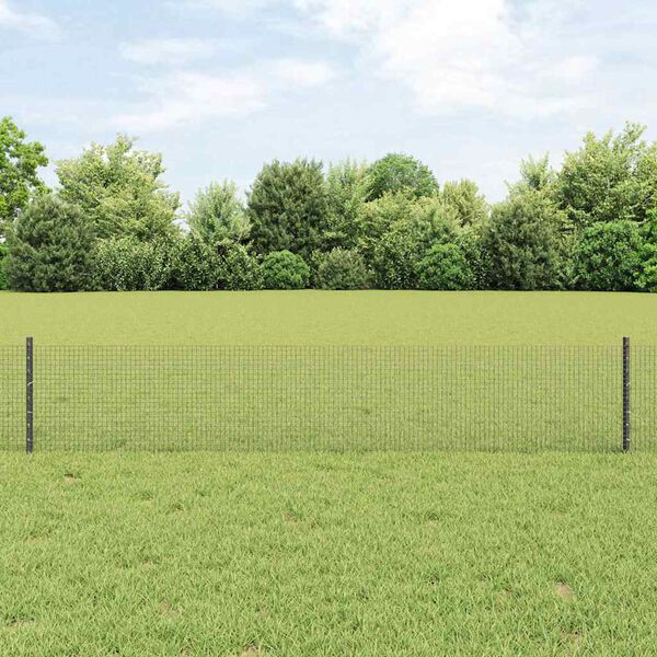 vidaXL Hek met Paal Grijs 0,4 x 25 m Staal en PVC