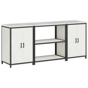 vidaXL Keukenopslag set met plank 3 pcs Wit Koudgewalst staal