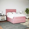 vidaXL Boxspring met matras fluweel roze 140x200 cm