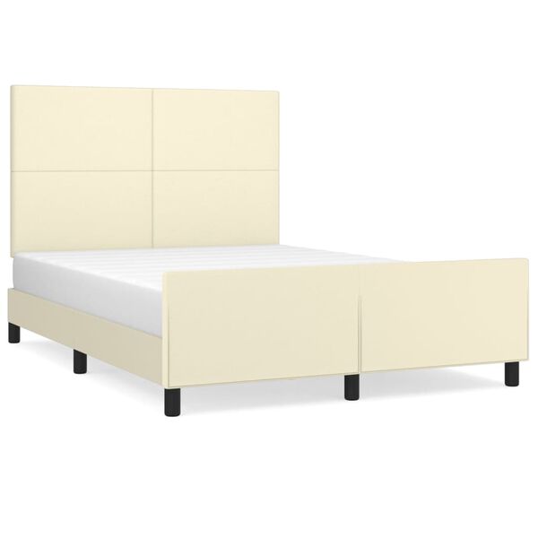 vidaXL Bedframe met hoofdbord kunstleer cr&egrave;mekleurig 140x200 cm