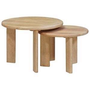 vidaXL Nest Koffietafels 2 st Wit &Oslash; 50 x 40 cm Massief Mango Hout