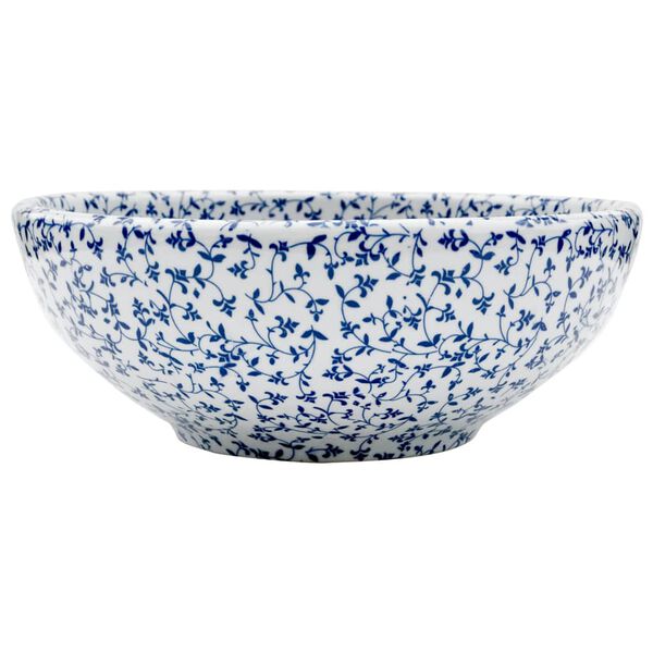 vidaXL Opzetwasbak rond Φ41x14 cm keramiek wit en blauw