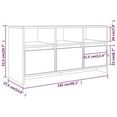 vidaXL Tv-meubel 102x37,5x52,5 cm spaanplaat hoogglans wit