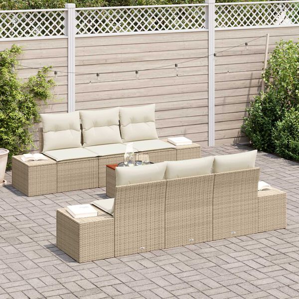 vidaXL Tuin Sofa Set 7 pcs Beige en wit