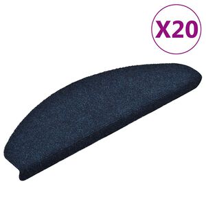 vidaXL Trapmatten zelfklevend 20 stuks 65x21x4 cm marineblauw halfrond groot