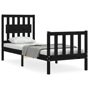 vidaXL Bedframe met hoofdbord massief hout zwart