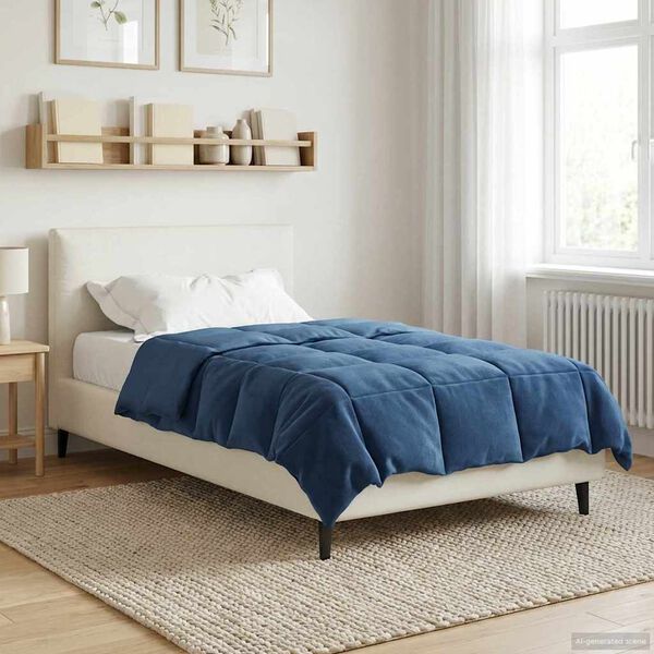 vidaXL Vol jaar dekbed Gekwilt Donkerblauw 135 x 200 cm Microfiber