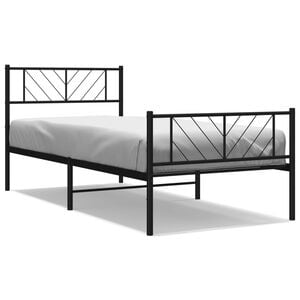 vidaXL Bedframe met hoofd- en voeteneinde metaal zwart 80x200 cm