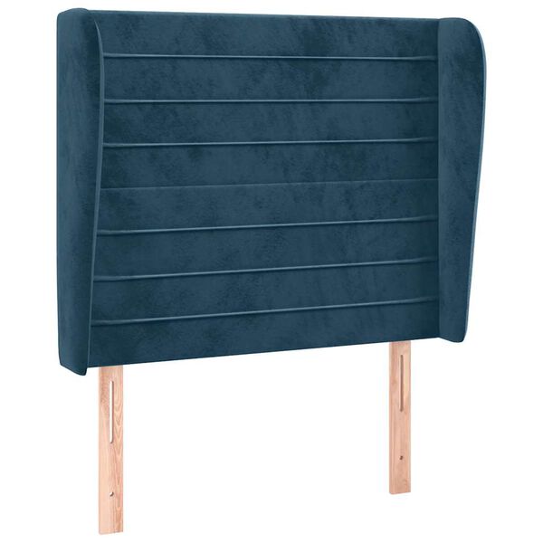 vidaXL Hoofdbord met randen 83x23x118/128 cm fluweel donkerblauw