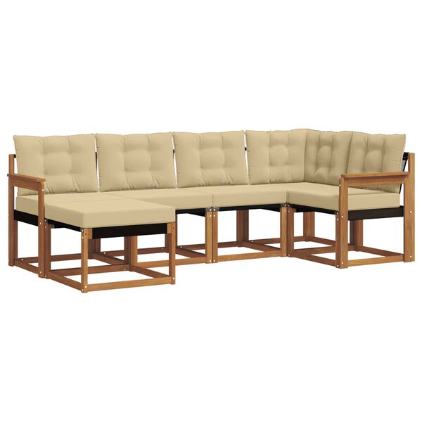 vidaXL Buiten bankenset met kussen 6 pcs Natuurlijk en Beige