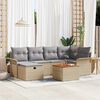 vidaXL Tuin Sofa Set met kussen met opslag 7 pcs Beige Poly riet