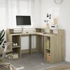 vidaXL Bureau met LED-verlichting 130x130x91 cm hout sonoma eikenkleur