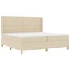 vidaXL Boxspringbed met LED-stripverlichting Cr&egrave;me 200 x 200 cm Stof