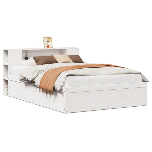 vidaXL Bedframe zonder matras massief grenenhout wit 140x190 cm