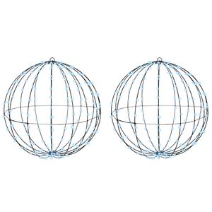 vidaXL Bal met 384 LED 2 pcs Koudwit 60 cm Metaal