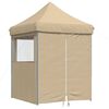 vidaXL Partytent inklapbaar pop-up met 4 zijwanden beige