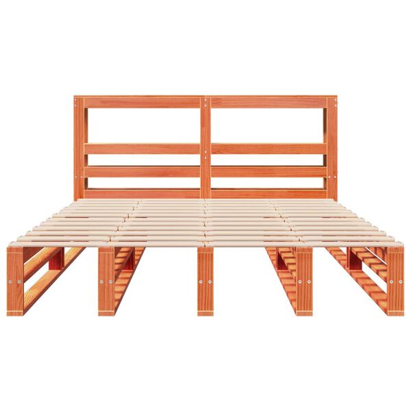 vidaXL Bedframe zonder matras massief grenenhout wasbruin 140x200 cm