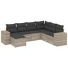vidaXL 7-delige Loungeset met kussens poly rattan lichtgrijs