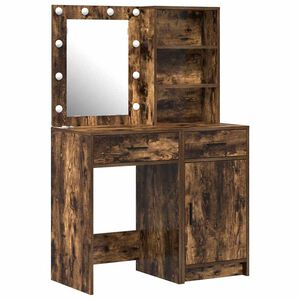 vidaXL Make-up tafel set met LED 2 pcs Gerookt eiken Bewerkt hout