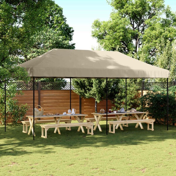 vidaXL Partytent Taupe 292 x 580 x 315 cm Oxford Stof